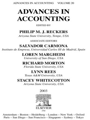 cover image of Advances in Accounting